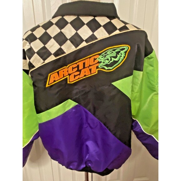VTG 90s Arctic Cat Wear Jacket Snowmobile Racing Coat Mens XL USA Made Neons - Picture 5 of 16